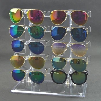

Two Row Sunglasses Rack 10 Pairs Glasses Holder Display Stand Transparent R9JE