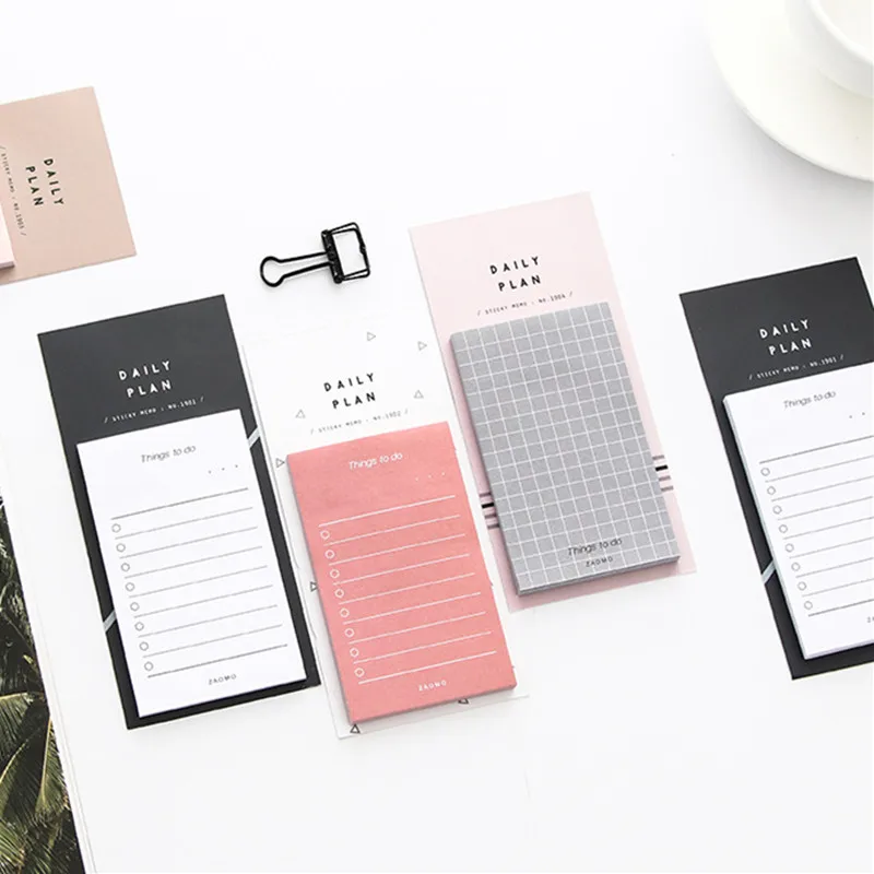 

50 Pages/set Cute Study & Work Plan Kraft Paper Sticky Notes Post Memo Pad Kawaii Stationery Office Accessory School Supplies