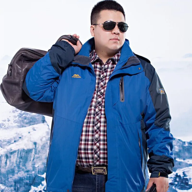 

Men Outdoor Plus Velvet Two-piece Set Charge Clothing Plus Fat plus Size Keep Warm Three-in-one Mountaineering Jacket Coat