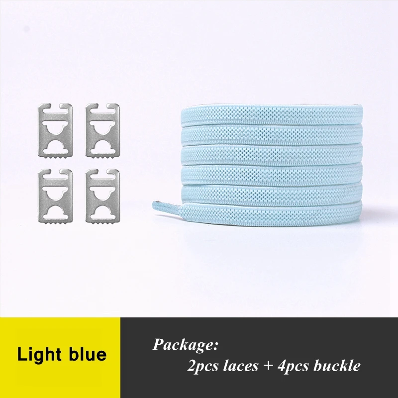 Light blue Шнурки для обуви без завязок, эластичные шнурки, простые, удобные, быстрые, плоские шнурки, модные кроссовки для отдыха, шнурки для отдыха, 1 пара - Цвет: Light blue