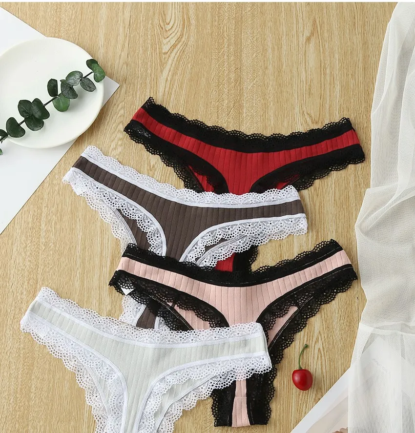 1pcs/lots Underwear Panties Thong Sexy  Solid Color Breathable Low-rise Comfortable Underpants Cotton G-string  Intimate Linger cotton panties