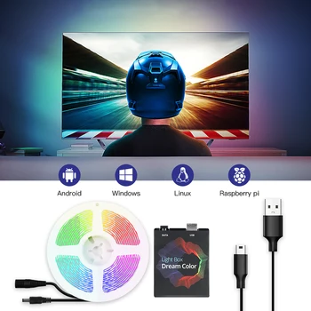 

USB Ambilight TV Backlight Flexible Light Dynamic Smart RGB LED Strip Kit For Desk Screen PC TV Background Lighting