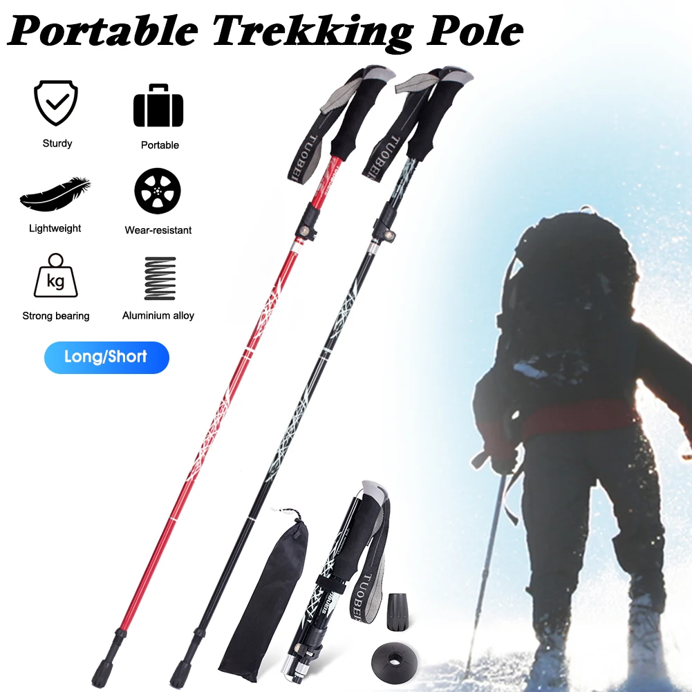 

Foldable Walk Sticks Ultralight Camping Hiking Folding Trekking Poles Aluminum Walking Poles Telescopic Stick with Section Lock
