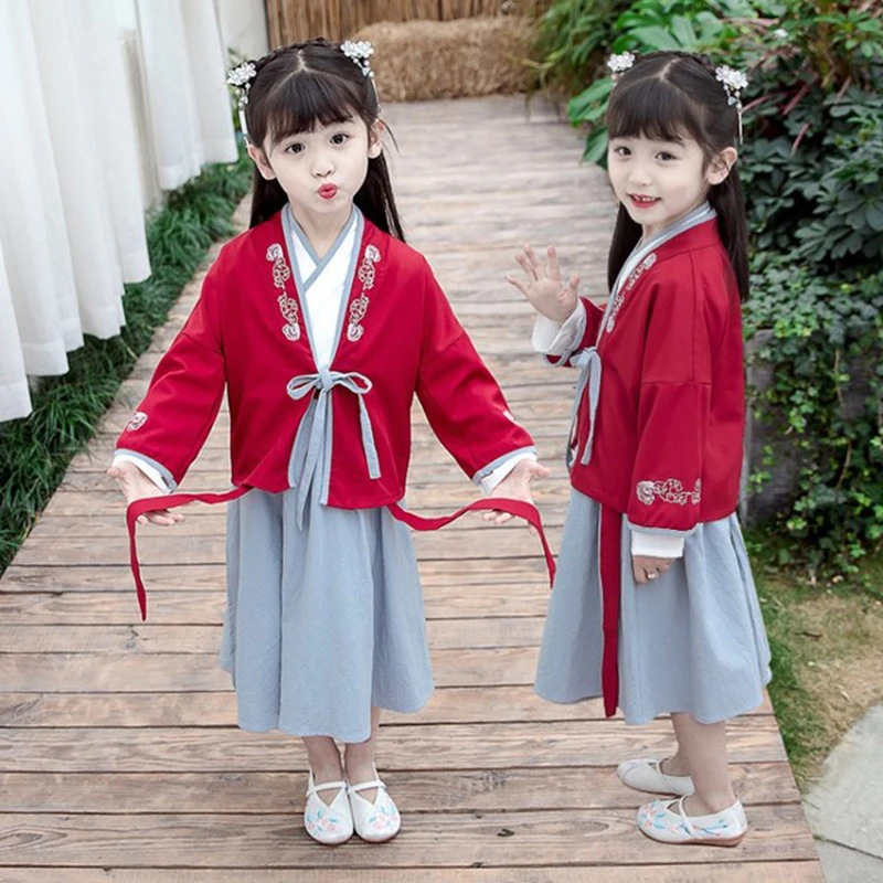 Hanfu/весенне осенняя китайская детская одежда для маленьких девочек 2020 детский
