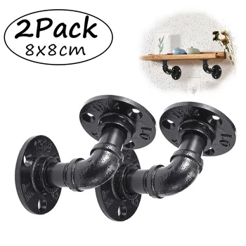 

4Pcs DIY Retro Black Iron Industrial Pipe Shelf Bracket Mounting Storage Bracket Holders Racks Home Decor Support Fram Hardware