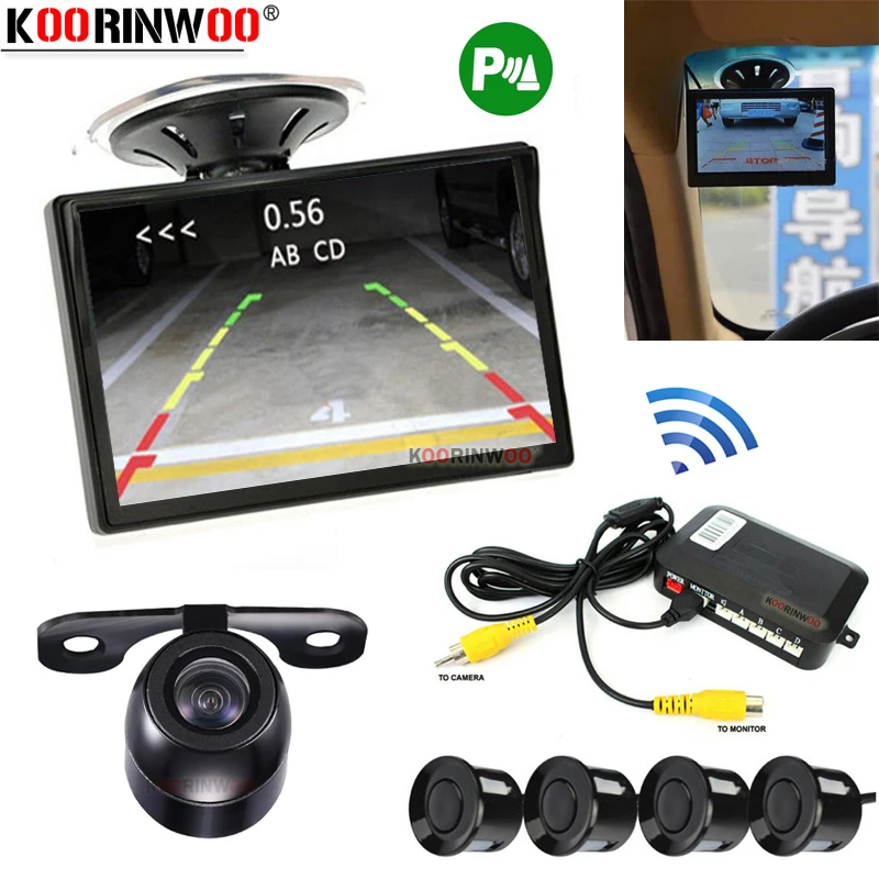 Koorinwoo sensor de aparcamiento para coches, Monitor de sistema de con visión trasera, zumbador parktronic de 12V, inalámbrico, de aparcamiento| - AliExpress