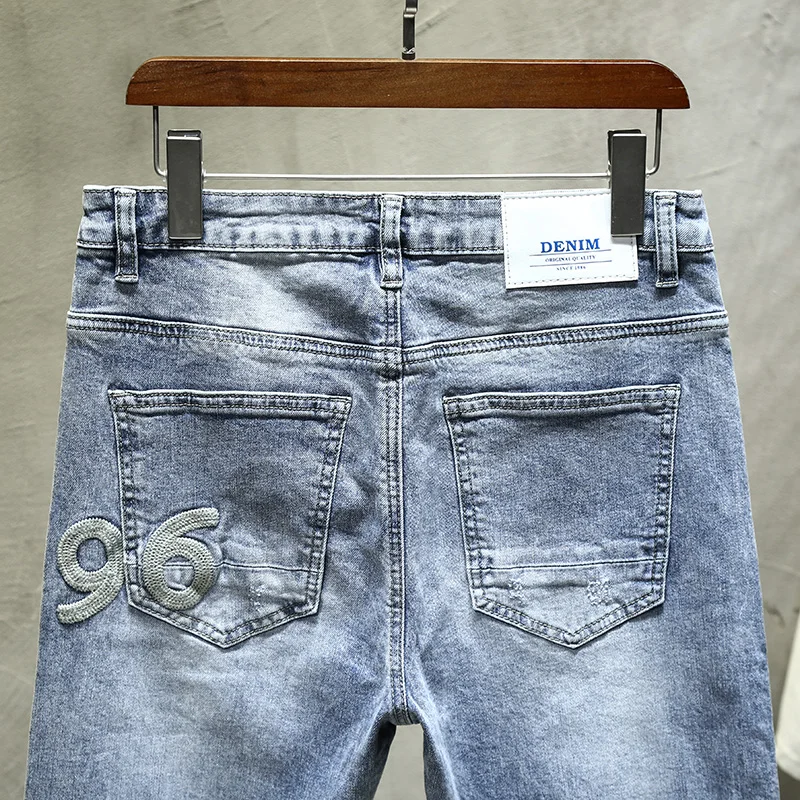 Men Jeans Mens Jeans Jeans Trousers Denim Trousers Brand Man Jean Stretch Slim Fitness Streetwear Pants Original Man Jeans Patch Denim Trousers Fashion Letters Desinger