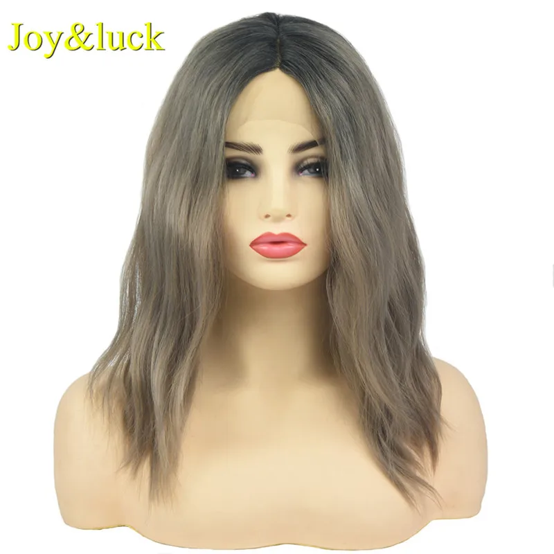 Короткий волнистый парик Joy & luck черный коричневый цвет синтетические парики