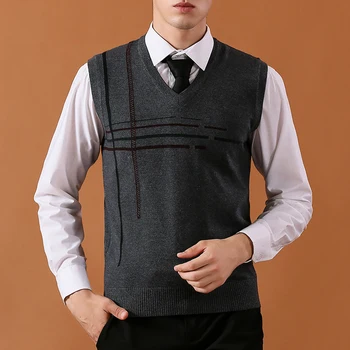 

Mens Wool Knit Vest Sweater Pullover Sleeveless Tops V Neck Striped Basic Fashion Casual Smart BO27472211
