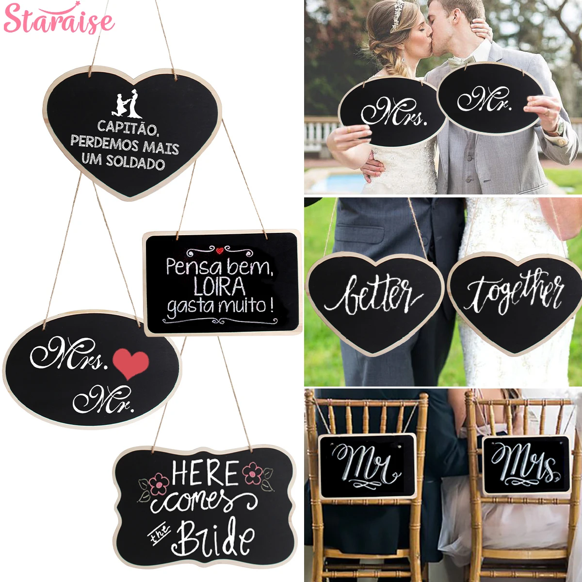 

Staraise Wooden Heart shaped Chalkboard For Rustic Wedding Decoration wood Wedding Decor for Weddings Mr Mrs Wedding Table Dйcor