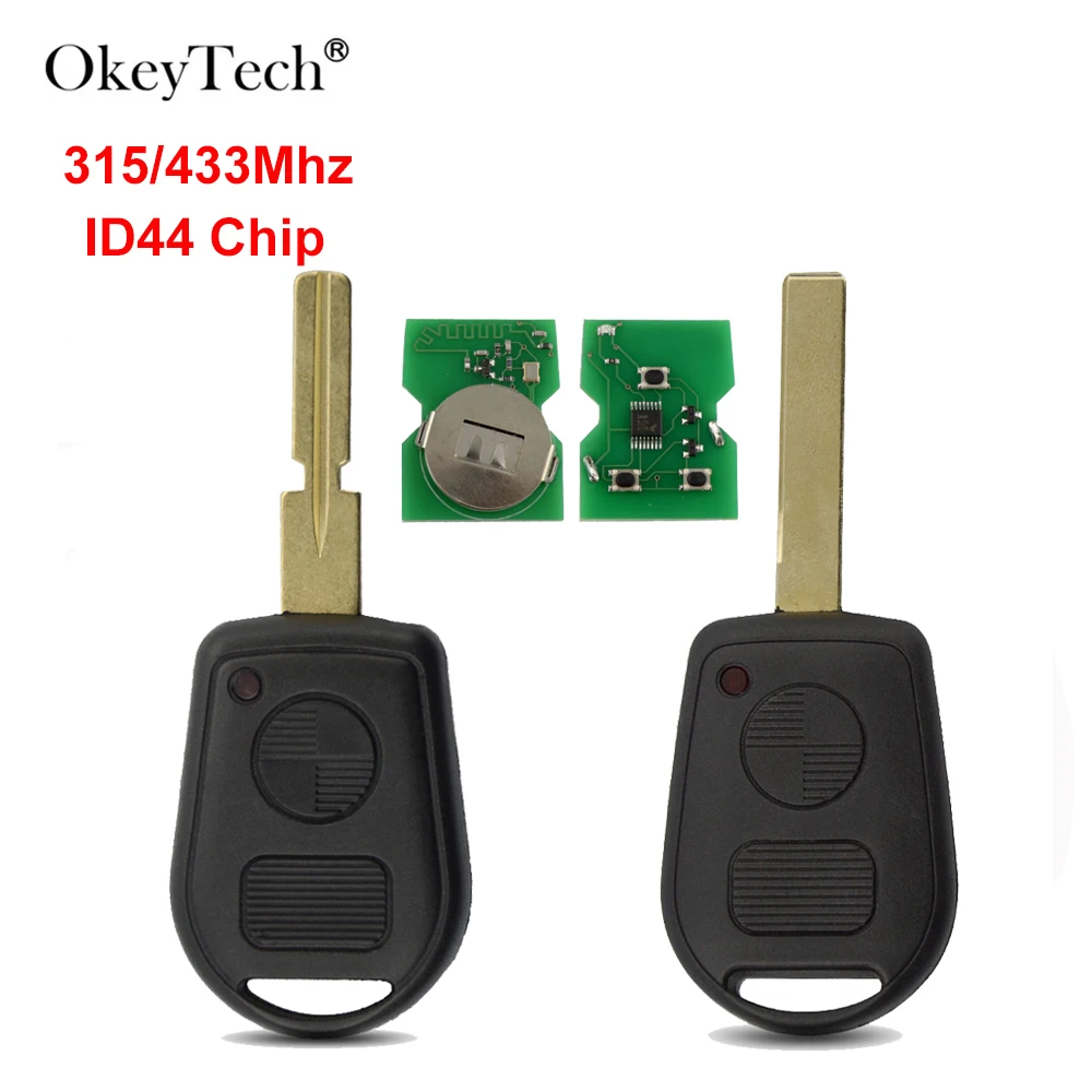 

OkeyTech 2 Button 315/433 Mhz ID44 Chip HU58 HU92 Blade Transmitter Key For BMW Remote Car Key E31 E32 E34 E36 E38 E39 E46 Z3