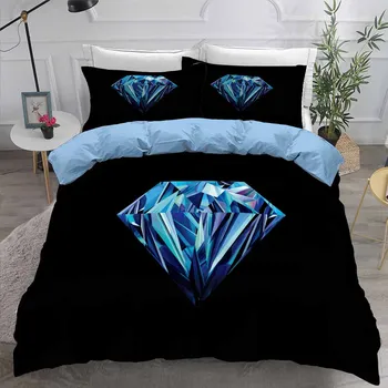 

Diamond Bedding Set Doona Bedroom Decor Hypoallergenic Quilt Cover Black Background 1PC Duvet Cover Pillowcase Dropship