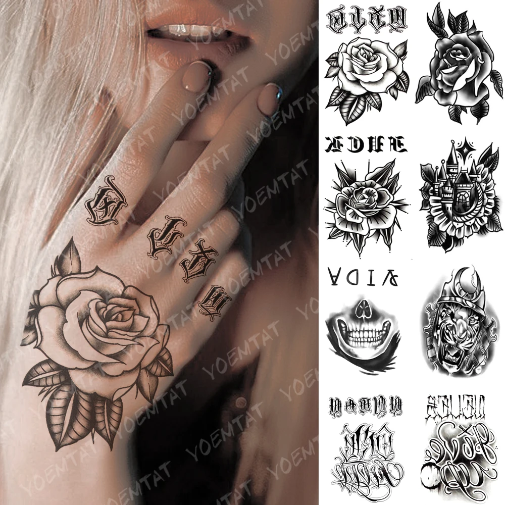 Водонепроницаемый временная татуировка наклейка Цветок Любовь Роза шаблон поддельные тату флэш-тату рука ноги назад Тато для девушек