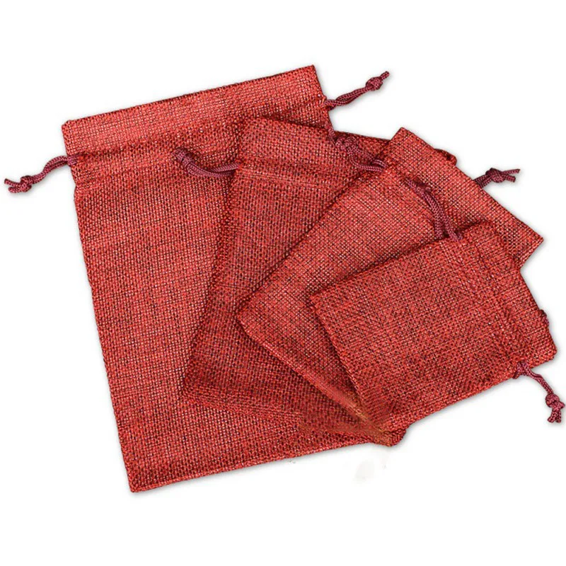 

10pcs 9x12cm Natural Linen Double Drawstring Beam Port Pocket Household Gift Wrap Storage Bag Candy Bag for Small Item Storage