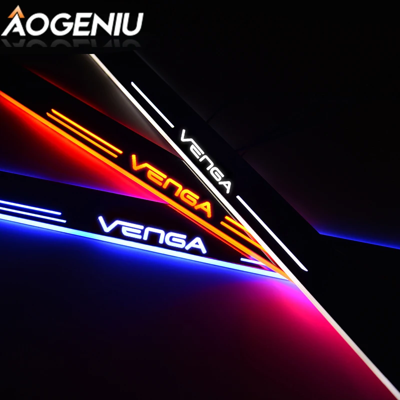 Led Door Sill Scuff Plate Acrylic Customize Compatible Auto For Kia VENGA YN 2010-2019 Moving Lights Car Stickers Accessories | Автомобили