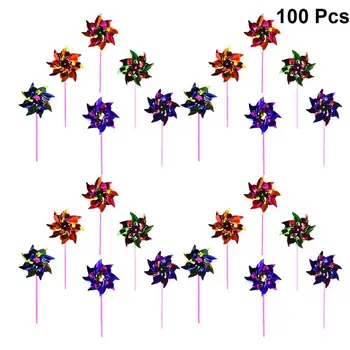 

100pcs Children Garden Toys Windmill Colorful Decoration DIY Handmade Class Windmill Outdoor Toy Gift For Kids Moulin A Vent