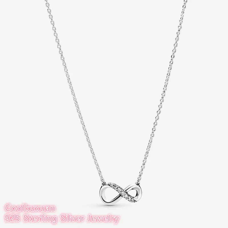 

Sparkling Infinity Collier Necklace With Clear CZ 925 Sterling Silver Jewelry Necklace For Woman Elegant Fashion Jewelry