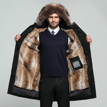 

Superior Quality Send Overcome Winter Long Green Mink Inner Tank Nick Serve Men's Wear Leather And Fur Down Jacket Plus size 4XL
