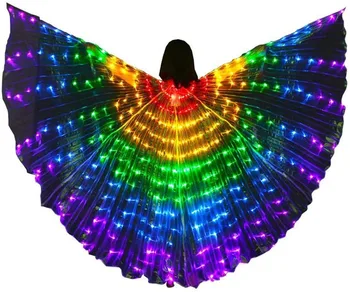

Girls LED Butterfly Wings Belly Dance Costumes Glowing Performance Clothing With Telescopic Stick for Carnival Stage Christmas