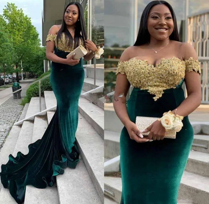 Green African Mermaid Evening Dresses 