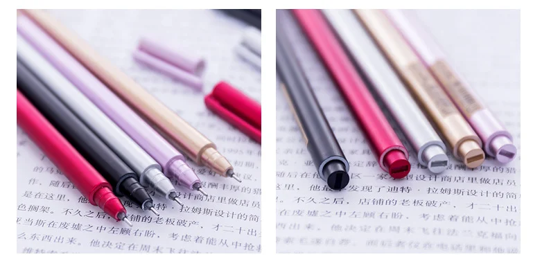 100pcs/Lot Gel Pen Wholesale Creative Metal Feel Neutral Pen 0.5mm Sarbon Black Student Office Writing Supplies GP779