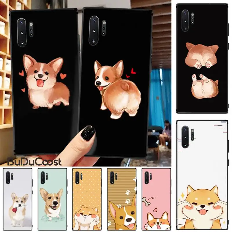 LJHYDFCNB супер милый Corgi черный мягкий чехол для телефона Samsung Galaxy Note3 4 5 7 8 9 10 Pro M10 20 30 A3