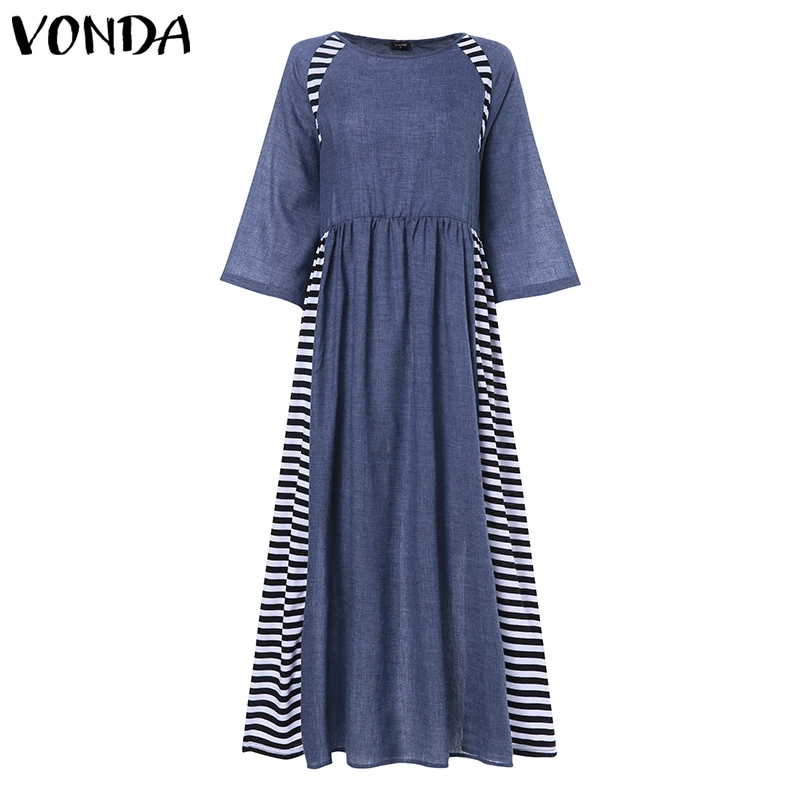 Синий VONDA новые модные платья для беременных сексуальное платье с коротким рукавом для беременных женщин платье для беременных платье размера плюс сарафан - Цвет: Синий