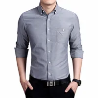 Pure Color Men Long Sleeve Shirts, Asian Size S M L XL 4XL 5XL Navy Blue Black Blue Red Fashion Business Man Shirt Slim Elegant