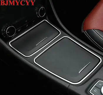 

BJMYCYY 2pcs Center Console Storage Box Cigarette Ashtray Holder Cover Trim sticker For Mercedes Benz CLA GLA Class W176 C117