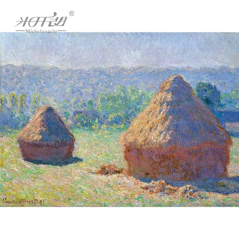 Деревянные пазлы микеланжело, 500, 1000, 1500, 2000 деталей, Клода Мона, шедевры, стог сена, живопись, искусство, обучающая игрушка, Декор - Цвет: B-1000 Pieces