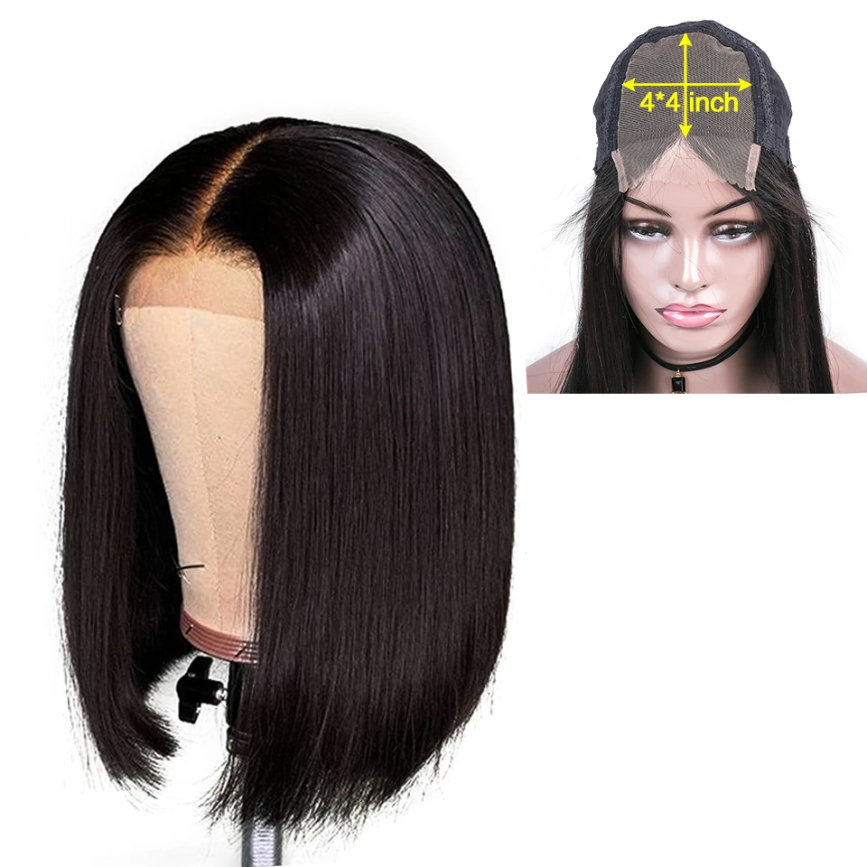 Skup Sophie peruki z krótkim bobem dla czarnych kobiet nie Remy proste włosy ludzkie peruka 4 cal 100% ludzki włos peruki maszynowo bez zapachu h. NINA peruki