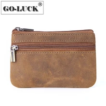 Кошелек из воловьей кожи на молнии для мужчин и женщин, бумажники унисекс для мелочи с кольцом для ключей на молнии Кошелек из воловьей кожи на молнии для мужчин и женщин, бумажники унисекс для мелочи с кольцом для ключей на молнии
