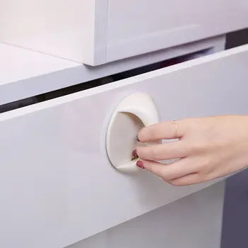 Round Self Stick Cabinet Drawer Handle Helper Auxiliary Kitchen Cabinet Door Window Handle Safety Guard