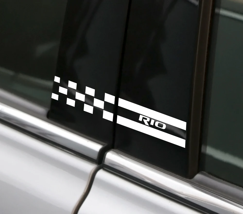 2PCS Auto Column Cover External Decorative Stickers For Kia Rio 3 4 K2 K3 X-Line Car Window B Pillars Trim Decal Car Accessories (1)