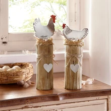 Деревянный домашний сад, фигурки, украшение курицы, форма петуха, статуя животного, садовая скульптура, наружные заборы, украшение для газона, двора