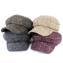 Женская и мужская шапка восьмиугольная берет осень зима газетный плед аксессуар для взрослых