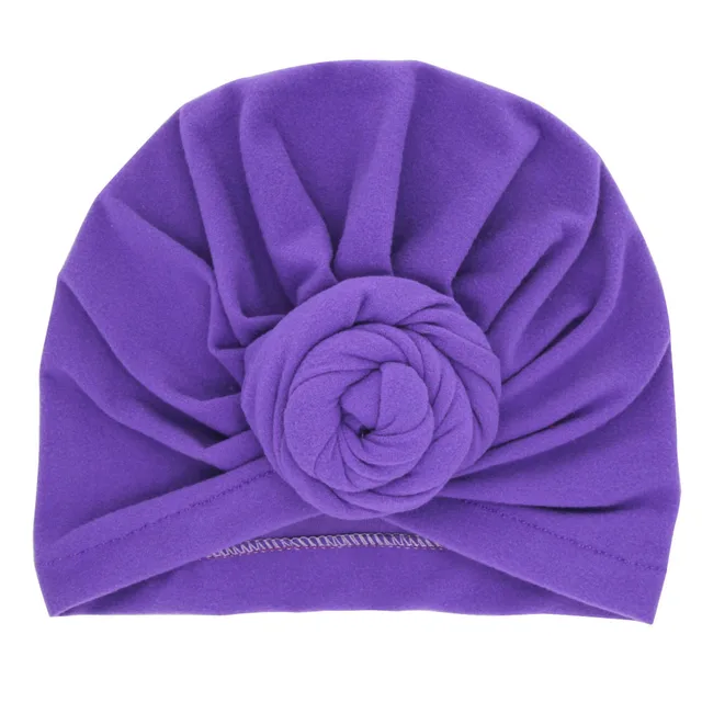 Cute Cotton Blend Baby Turban Hat Newborn Beanie Caps Kids Girls Headwear Infant Toddler Shower Hat Birthday Gift Photo Props 13baby purple