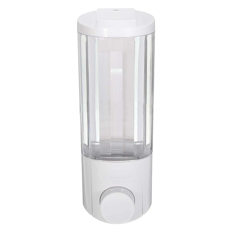 

Promotion! Liquid Soap Dispenser Wall Mounted Bathroom Hand Sanitizer Shower Gel Shampoo Titanium white