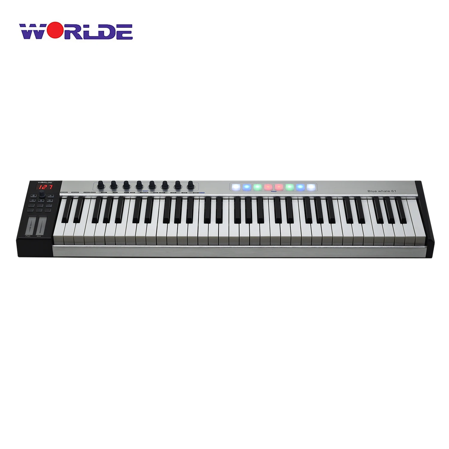 WORLDE синий кит 61 Портативная USB MIDI-контроллер клавиатура полуутяжеленные клавиши 8