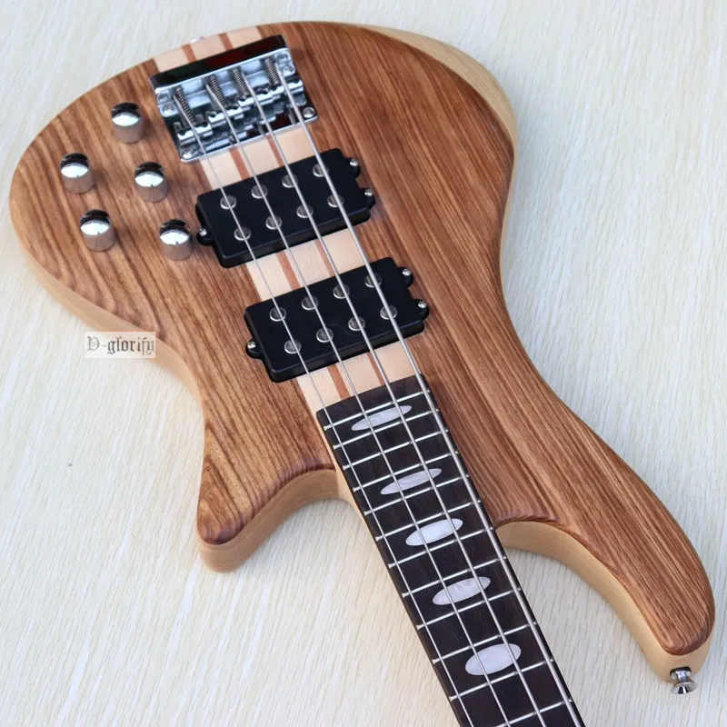 Hickory wood top 4 струны производительность активная бас гитара шеи через твердый пепельный задний и боковой электрический бас гитара