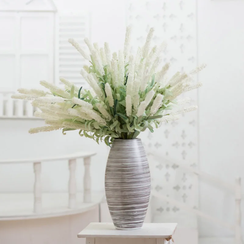 3 Pieces /Bundle Provence Lavender 12 Heads Artificial Flowers Fake Plant Plastic Slik Wedding Home Decorative