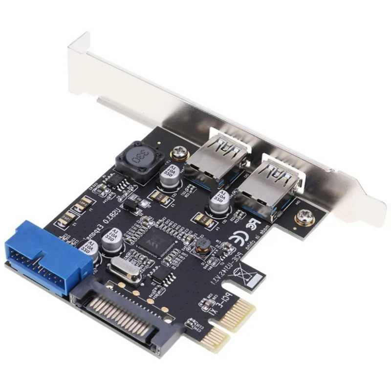 Карта расширения PCI-E для двух портов USB 3,0 с картой памяти 19/20PIN Int