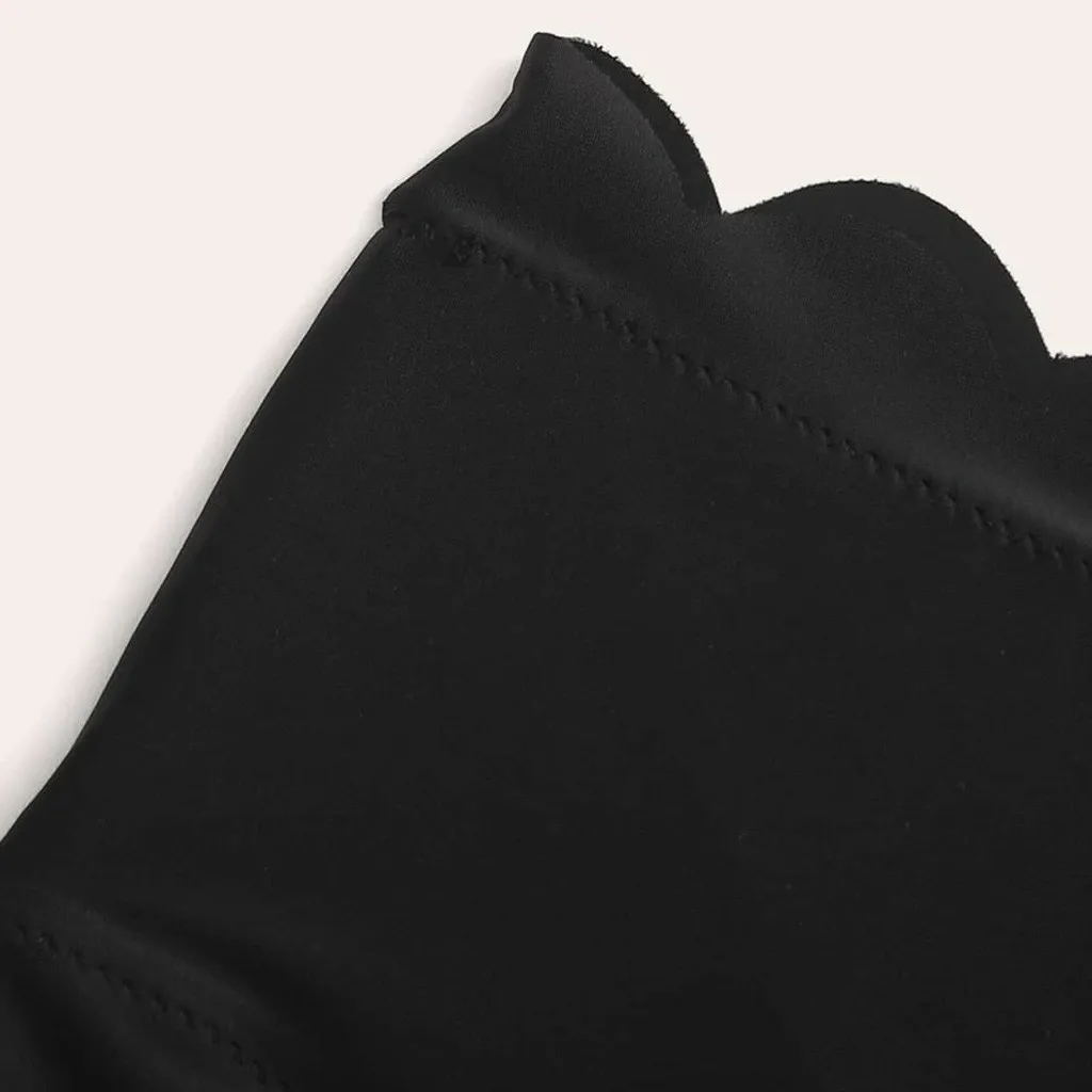 Women High Waist Ruched Bikini Bottoms Tummy Swimsuit Bottoms Briefs Pants Black Wave edge Out Bathing Suit Bottoms купальник