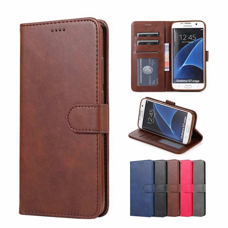 

Cover Case For Samsung Galaxy S7 Edge Luxury Magnet Flip Stand Wallet Plain Leatehr Phone Cases For Samsung S 7 S7edge Bag Coque