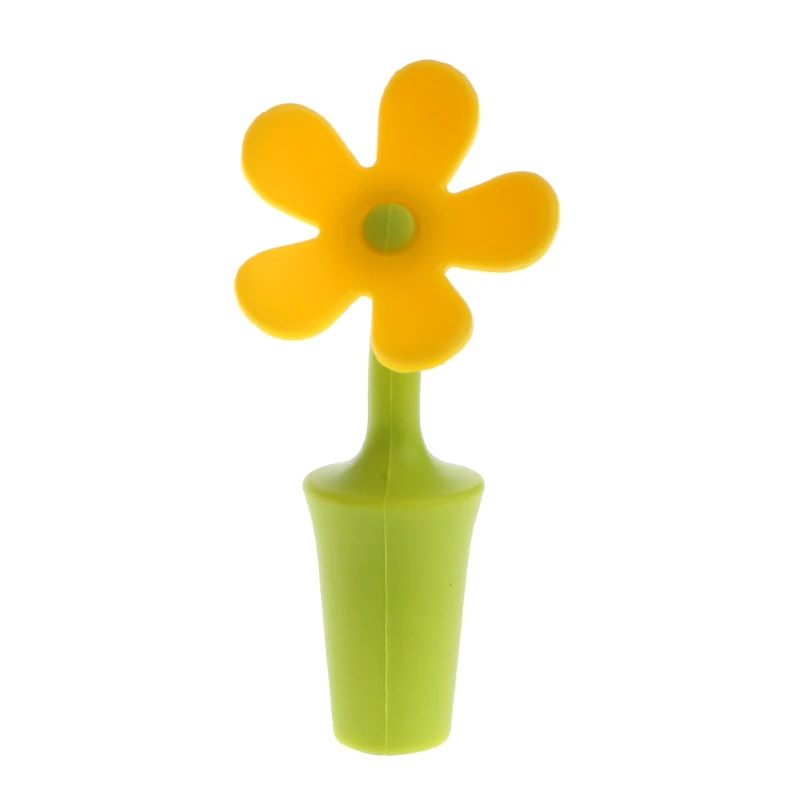 

Novelty Potted Flower Shape Silicone Champagne Drinks Beverage Wine Stopper D5BD