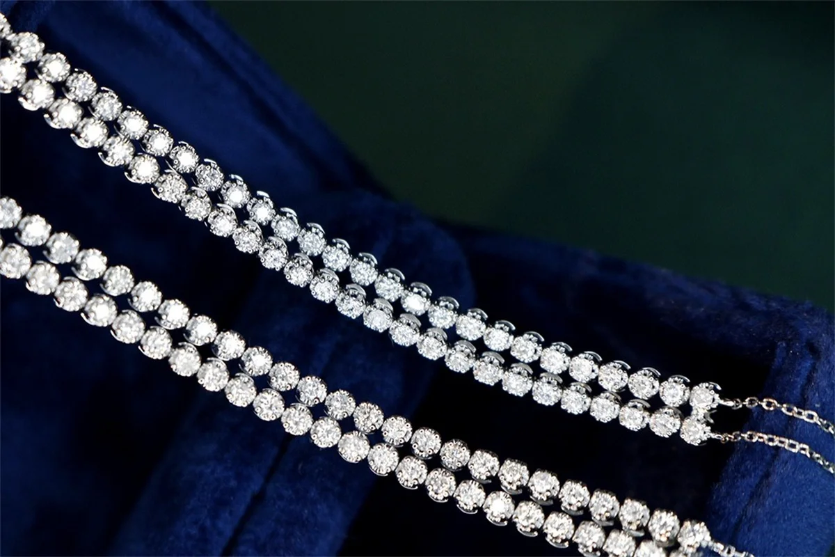 18K Solid Dianond Bracelet 1.5 carats White Real Gold Jewelry(AU750) Women Diamond Clavicle Chain South African Diamonds Wedding