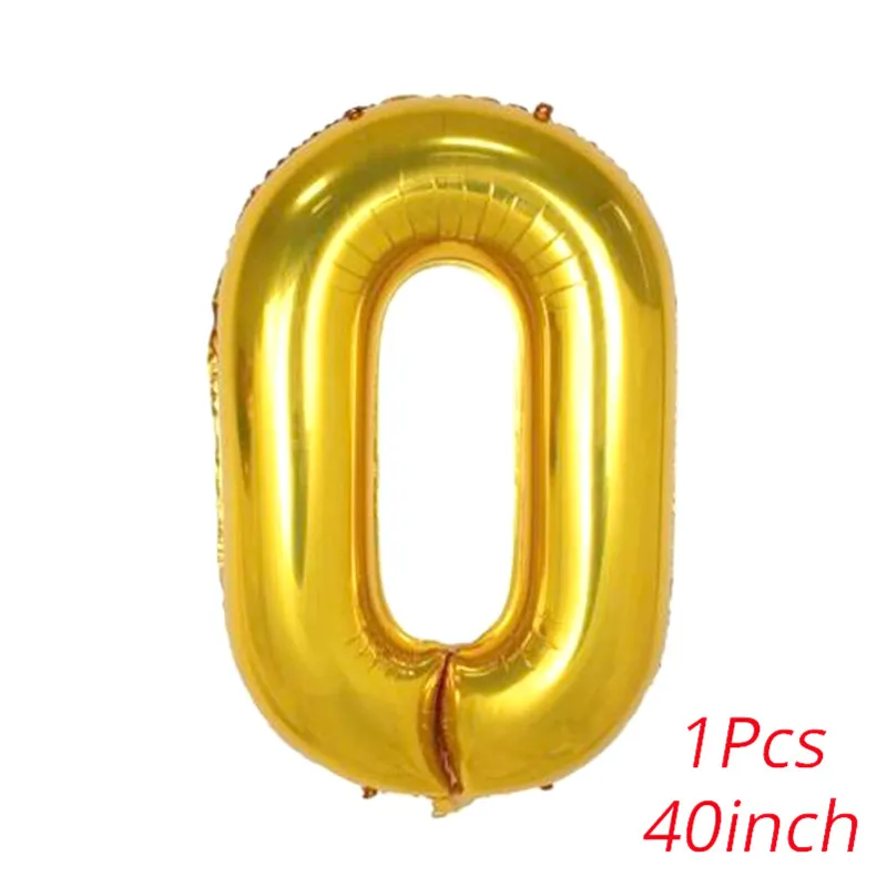40inch Number 0 Золотые вечерние одноразовые столовые приборы, вечерние бумажные стаканчики, тарелки и соломки, баннеры, латексные шары, украшения для дня рождения, Детские принадлежности - Цвет: 40inch Number 0