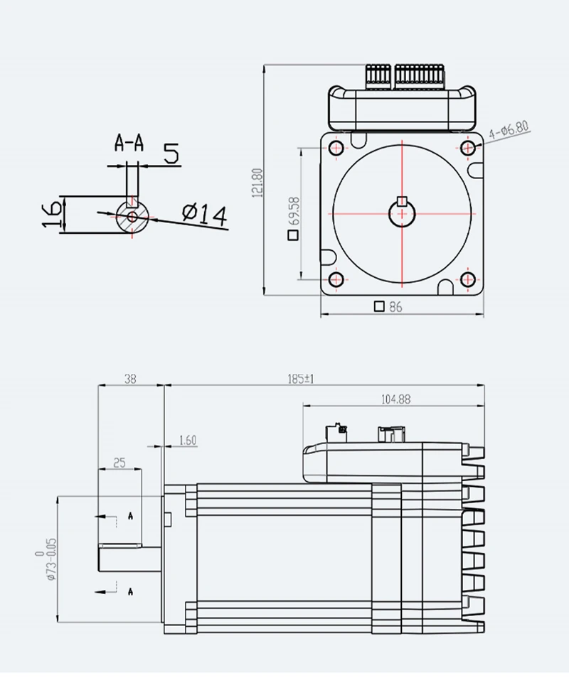 660w Nema34 2.1NM встроенный Серводвигатель 72VDC 3000 об/мин JMC iHSV86-30-66-72
