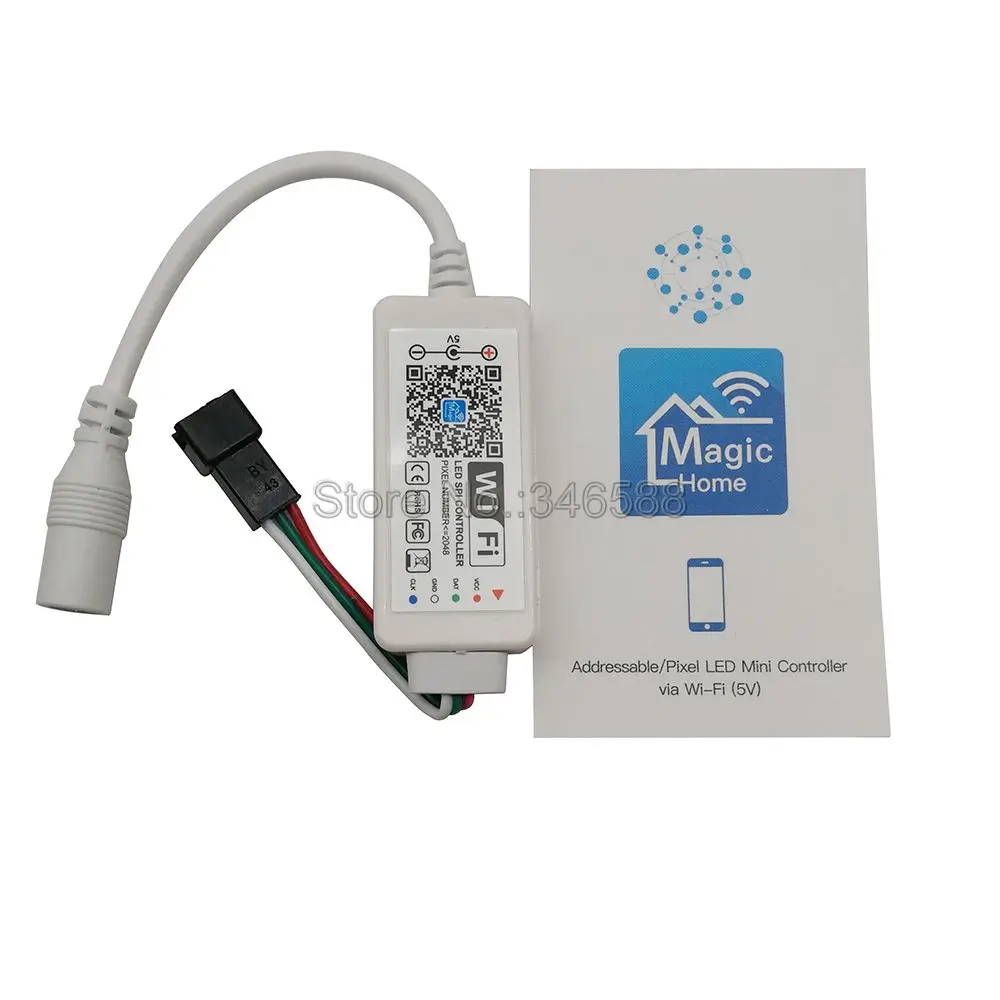 DC5V Magic Home WiFi-SPI светодиодный контроллер для управления телефоном, приложение для управления Alexa Google Home Голосовое управление для 5 В WS2812 Адресуемая Пиксельная полоса