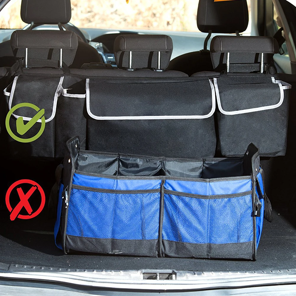 Ткань Оксфорд Водонепроницаемый сверхмощный подвесной органайзер для хранения черный прочный органайзер для багажника автомобиля аккуратный 4 Кармана Универсальный складной большой